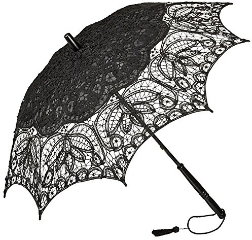 VON LILIENFELD Parasol Lace Wedding Bridal Parasol Decoration Woman Vivienne, Black/White, medium, Bride gold Elegant