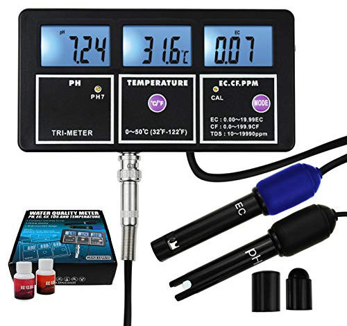 Multi-parametro Di Qualità Dell'acqua 5-in-1 PH EC CF TDS (ppm) Misuratore Di Temperatura Retroilluminazione, Tester Continuo Ricaricabile Montabile A Parete, Serbatoio Di Pesce Di Piscina