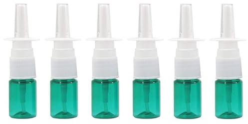 SYBL 12 st mini plast nässprayflaskor – 5 ml bärbara tomma påfyllningsbara finsprayer kosmetisk parfym smink vattenförvaringshållare behållare (grön)