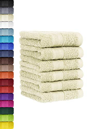BaSaTex - 6er Pack Handtuch Set für Gäste - Handtücher mit Aufhängeschlaufe aus weicher Baumwolle in 30x50 cm - Gästetücher für die Händereinigung Öko-Tex Standard 100 Zertifiziert - Naturfarben