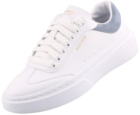 Skechers Damen Sneakers, White Duraleather Blue Trim, 39 EU