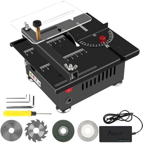AHWOiHS Mini Table Saw Portable for Woodworking, Multi-Functional 100W Precision Mini Electric Table Saw for Handmade DIY Hobby Model Crafts Cutting