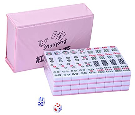 Shuangliao Juego de Mahjong - Juego Profesional de Mahjong Chino - Juego de Mesa Tradicional Chino multijugador portátil Resistente al Desgaste para Mujeres y Hombres