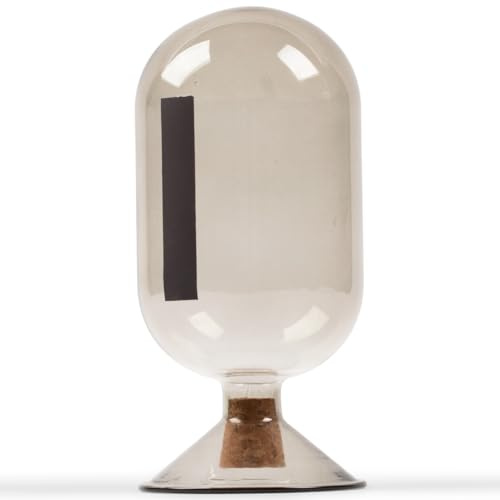 MILAVERA Premium Smoke Glass Cloche - Decorative Jar with Striker. Holder for Long Matches for Candles, Fireplace, Bathroom Accessories, Bath Salts. Includes Attachable Match Striker. (No Matches)