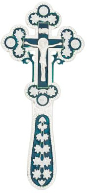RZRHMUHN Cruz ortodoxa, cruz de pared ortodoxa rusa, decoración de cruz de Jesús, cruz de Jesús, iglesias, bodas, funerales, 6.7 x 3 pulgadas (azul plateado)