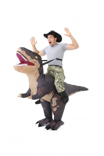 Costume gonfiabile per adulti, costume gonfiabile integrale da dinosauro per uomo/donna, divertente costume gonfiabile da T-Rex per cosplay, ideale per Halloween, Natale e feste Carnevale. (nero)