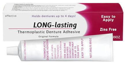 Thermoplastic Denture Adhesive Cream, Comfortable Non-Glue Long Holding Reliner, Convenient Dental Glue for Teeth, Improves Fit, Comfort and Stability, Long Lasting Secure Hold