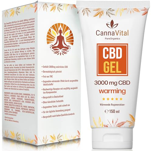 CannaVital Wärmende CBD Creme 3000mg – Intensiv Wärmecreme für Muskeln & Gelenke – CBD Salbe mit Thermal-Effekt – Hanf Balsam zur Entspannung & Regeneration – Laborgeprüft, 150ml – Made in Germany