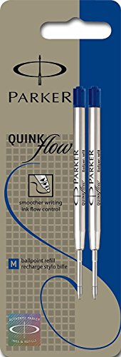 Parker S0909590 Ersatzminen QuinkFlow (für Kugelschreiber, mittlere Strichbreite, blaue Tinte, 2er-Pack)