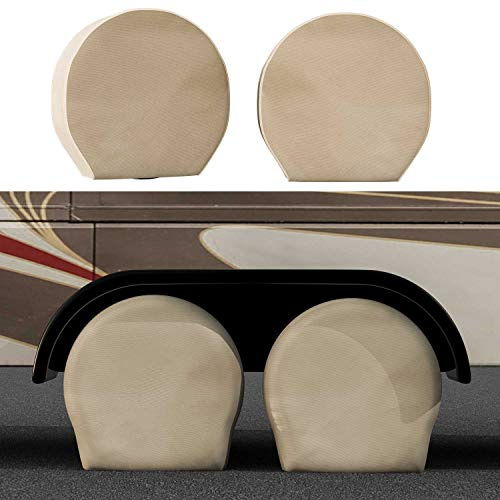 TCP Global Set of 4 Oxford Canvas Wheel Tire Covers for RV, Truck & Trailer, 27-29 Diameter