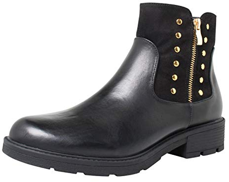 Fitters Footwear That Fits dam stövel Lisa lädermitat stövel av mocka slätt läder nitar storlek (EU,), - svart - 43 EU