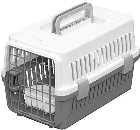 Iris Ohyama, Kiste, Käfig, Transportbox für Hund, Katze, 2 Türen, L46 x T29 x H28.5 cm, ATC-460, Grau