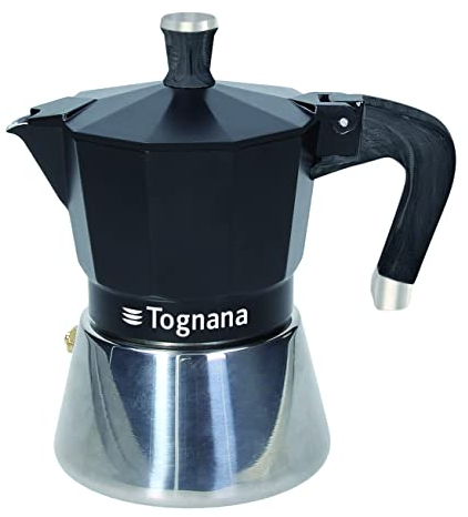 Tognana Cafetera Sphera Moka, 3 tazas, aluminio, negra