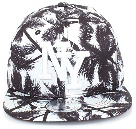 New Boy Girl NY New York süße Unisex Schwester Bruder Kindercap Hai Tiger Adler Prince Kinder Cap Snapback und Mütze 49-58cm Kopfumfang (One Size, NY-Palm-Black-Wht)