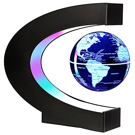 Gresus MultiColor Changing Magnetic Levitation Floating World Map Globe, Floating Globe with LED Lights, Great Fathers Students Teacher Business Boyfriend Birthday Gift for Desk Decoration
