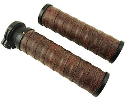 YBSM Manopole per Manubrio Vintage CNC per Moto Universali con Impugnatura per Manubrio Cafe Racer Vintage in Pelle PU retrò (Color : A-1)