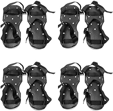 Qwork 2 Paire de Chaussures aérateurs de pelouse avec Pointes de 2,5 cm, Convient pour Sol époxy, Superpositions, Installation de Couverture, Noir