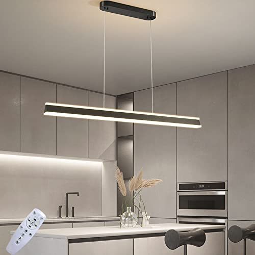LED Hängeleuchte esstisch Pendelleuchte Schwarz dimmbar mit den Fernbedienung pendellampe höhenverstellbar Moderne Hänge lampe für büro esszimmer Arbeitszimmer Wohnzimmer Küche leuchte (100cm/40W)