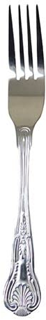 Acense 12-Pack of Large Kings Patterned Stainless Steel Cutlery Forks - Suitable for Meat, Pastry, and More - Quality Forks for Your Table Setting.