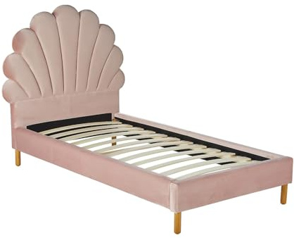 Vente-unique - Lit Coquillage 90 x 190 cm - Velours - Rose - Moana - pour Enfant