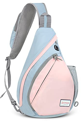 ZOMAKE Brusttasche Sling Bag Herren Diebstahlsicher - Crossbody Bag Herren FüR MäNner Und Frauen,Schultertasche Herren FüR Outdoor Radfahren Reisen Wandern (Grau/Hellrosa)