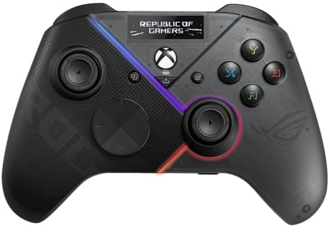 ASUS ROG Raikiri Pro OLED display, tri-mode connectivity, remappable buttons&triggers, 4 rear buttons, step&linear triggers, adjustable joystick sensitivity, 3.5mm jack with ESS DAC, for PC and Xbox