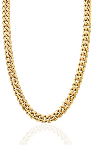 CRAFTD - Gold Cuban Link Chain - Durable 18K Gold & 316L Stainless Steel - Waterproof, Heat & Sweat Resistant - Gifts for Men - Men's Jewellery - Width 12MM - Length 50cm