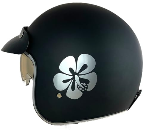 Casco Shiro Retro Jet Flower Abierto con Visera HOMOLOGADO Negro Mate (XS 53/54)