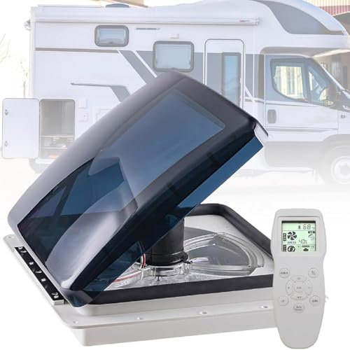 Ventilatore da Tetto per Camper, 14 16 Ventilatore da Tetto12 V, con Luce a LED, 4 velocità, Ventilazione dell'Aria, Ventilatore da Soffitto per Ventilazione di Furgoni/Roulotte,36x36cm