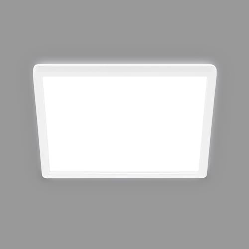 BRILONER - LED Deckenleuchte Effizienzklasse A, ca. 50.000h Licht, 11W bei 2400lm, LED Panel flach, helle energiesparende Deckenlampe Wohnzimmer, Küchenlampe, Wohnzimmerlampe 29x29x3 cm, Weiß