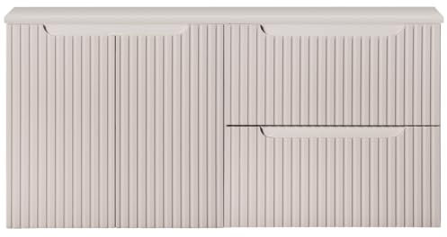 Lomadox Mobile da bagno 120 cm, in cashmere, lato anteriore scanalato