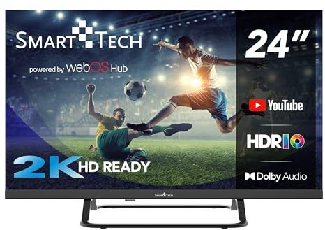 Smart Tech TV LED HD 24' (60 cm) Smart TV Web OS-24HW01V- Netflix, Prime Video, Youtube 3xHDMI - 2xUSB -Dolby Audio