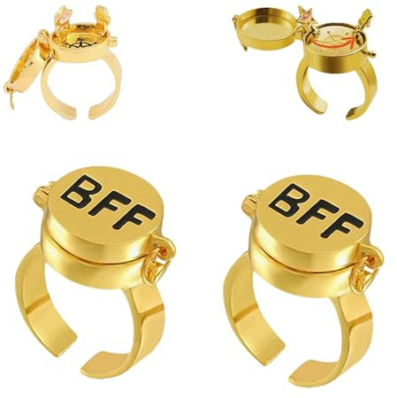 Shengruili 2 Stück Beste Freunde für Immer Ringe,Süßes BFF Ring,Einstellbar Offene Kappe Ring,Umarmungsring Silber,Offene Kappe Ringe,Freundschaftsring,Schmuckgeschenke für Frauen Mädchen