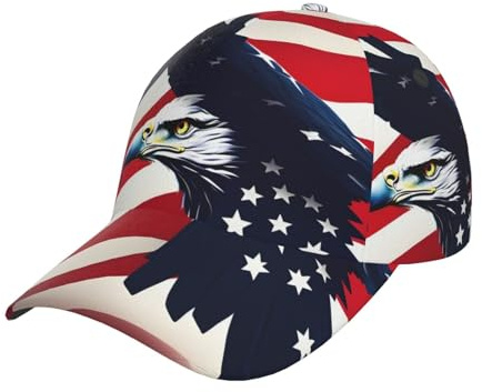 Amerikansk flagga Fly Eagle tryck baseballkeps för män sol topphatt andas personlig justerbar truckerkeps ledig svart, Svart, one size