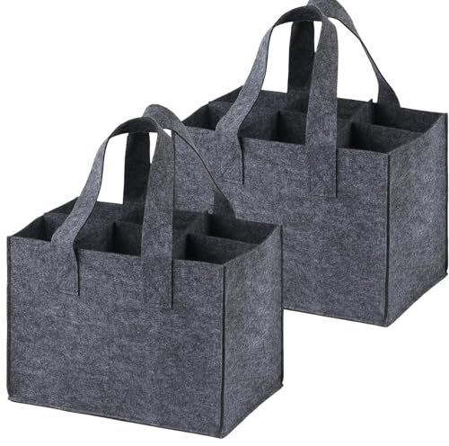 ClcIosis 2 Stück Flaschenträger 6 Flaschen, Getränkekorb Flaschenkiste Flaschentasche Filz Für 6 Flaschen Tasche Party Picknick Getränketräger