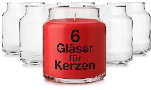 Glasmark KROSNO 1992 Lot De 6 Pots en Verre Transparent Pour Fabrication de Bougies Bricolage 635 ml