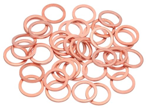 QUARKZMAN 40Pcs Rondelles Plates Cuivre M12, 12x16x1.5mm Rondelle Plate Cuivre Amelioree Joint D'Etancheite Metrique Ecrasable Pour Raccords Hydrauliques Boulons Ecrous Reparation