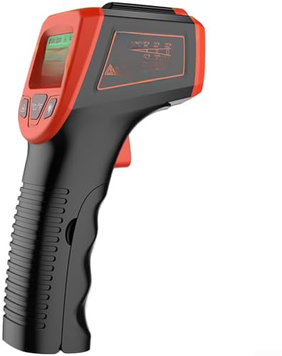 Thermomètre infrarouge sans contact - Large gamme de -50 ℃ à 600 ℃ - Rapport spot 12:1 - Pointeur de données - Arrêt automatique - Multicolore - Pour barbecue en plein air - Rouge
