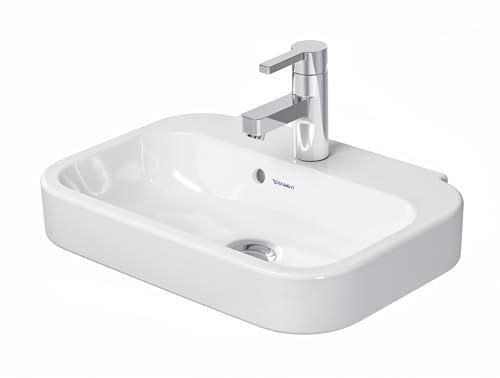 Duravit Handwaschbecken 50cm Happy D.2 mit Überlauf, mit Hahnlochbank, 1 Hahnloch, 0709500000, Farbe: Weiß