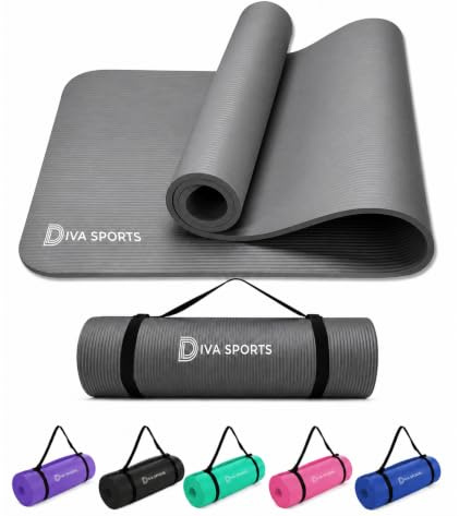 Yoga Mat Extra Thick 15mm Non-Slip Pilates Workout Exercise Mat Soft Mat Carry Strap (Grey)