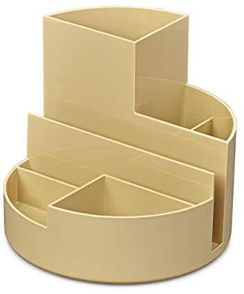 MAUL Schreibtisch Organizer MAULrundbox Ø14x12,5cm | Organizer mit 6 Fächern | Stiftehalter für Stifte, Marker und Schere | Stifte Organizer für Büro und Schreibtisch | Sahara