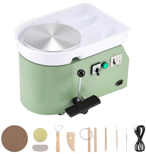 Huanyu Pottery Wheel Ceramic Machine 10 with Foot Pedal, Electric Pottery Machine with Detachable Basin for Beginner Potters Adults