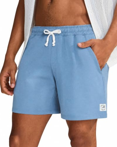 5.5 Pantalones Cortos Hombre Deportivos Casuales Jogger Shorts de Deporte Pantalón Pijama Algodón Knit Cintura Elástica con Bolsillo 14cm,Vitalidad Azul,S