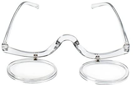MilyaDE Make-Up Brille Lesebrille Schminkbrille Rotatable Flip Up Drehbare Presbyopie Sehhilfe Lesehilfe mit Stärke, Grau 3,0