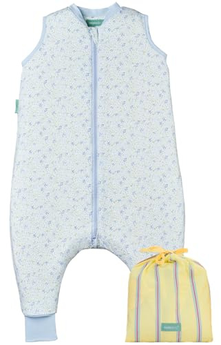 molis&co - Pijama Manta con Pies 1.0 TOG - 70 cm (1 año) - Ideal para Primavera y Otoño - 100% Algodón (Oeko-Tex 100) - Blue Lily
