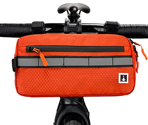 ROYALFAIR Waterproof Bike Handlebar Bag with Reflective Strips & Shoulder Strap, Bicycle Front Frame Storage Pouch for Mountain Road Cycling Commuting (Orange)