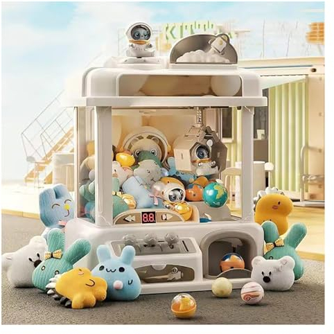 HAZARA Jouet à Griffe Machine Attrape Bonbon avec 25 Peluches,20 Gashapons Sweets Machine for Home Machine Attrape Bonbon Cadeau d'anniversaire pour Enfant