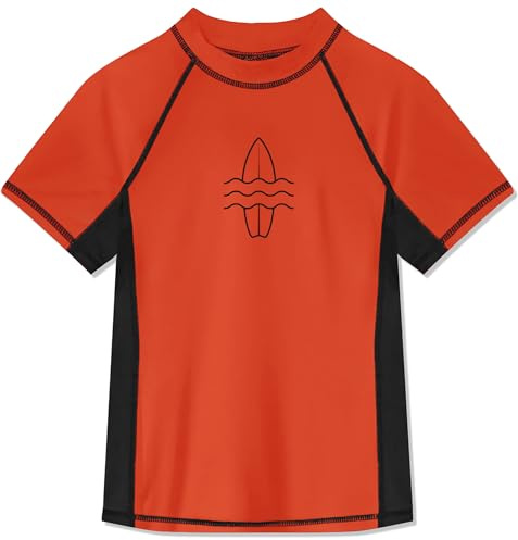 Glimnerize Camisas de protección para niños, camisetas de natación UPF 50+, protección solar, pesca, agua, playa, surf, trajes de baño de 3 a 14 años, Tabla de surf A5, 140