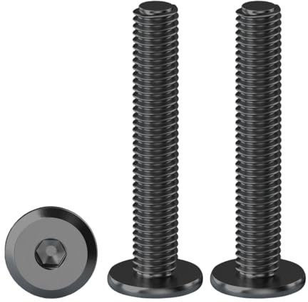 Drenky 20 Pack Hexagon Furniture Bolts, M5 X 35mm Flat Hex Bolt Hex Socket Flanged Button Head Screws Bolts Fully Thread Black Joint Connector Bolts, Hardware Screw