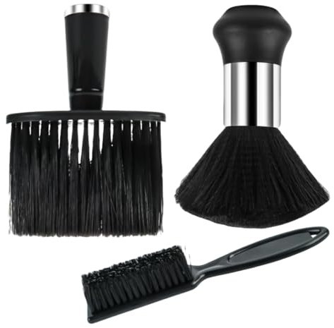 GYWHOOFT Lot de 3 pinceaux de coiffeur pour salon, barbier, cou, brosse de nettoyage, brosse pour saupoudrer le cou, brosse de coiffeur